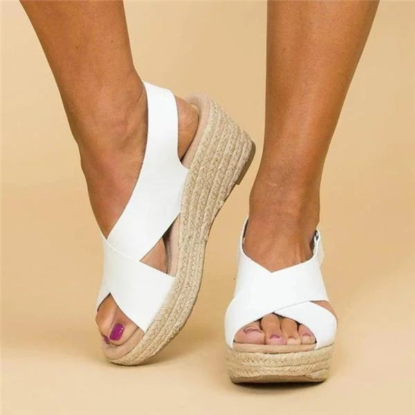 Comfortable Orthopedic Wedge Espadrilles - Clara-White-4-State of Style