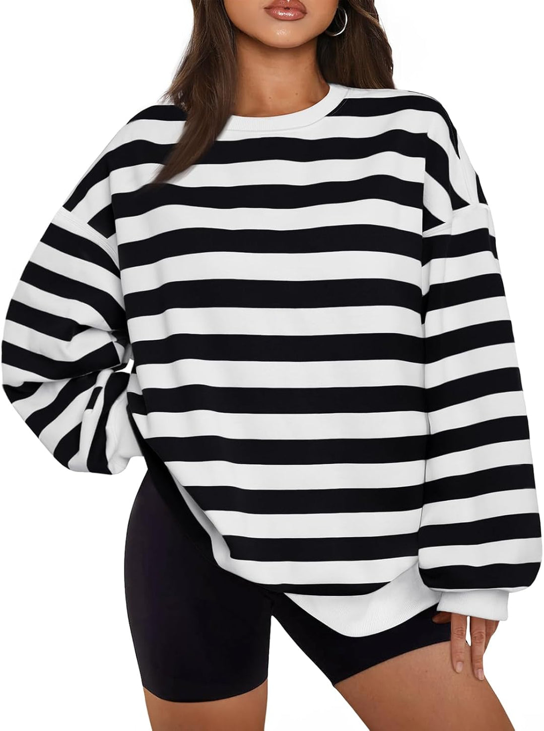 Comfortable Oversized Women's Sweater - Ella-Black/White-S-State of Style