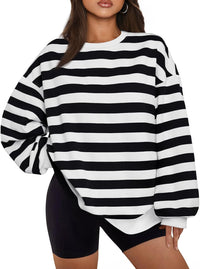 Comfortable Oversized Women's Sweater - Ella-Black/White-S-State of Style