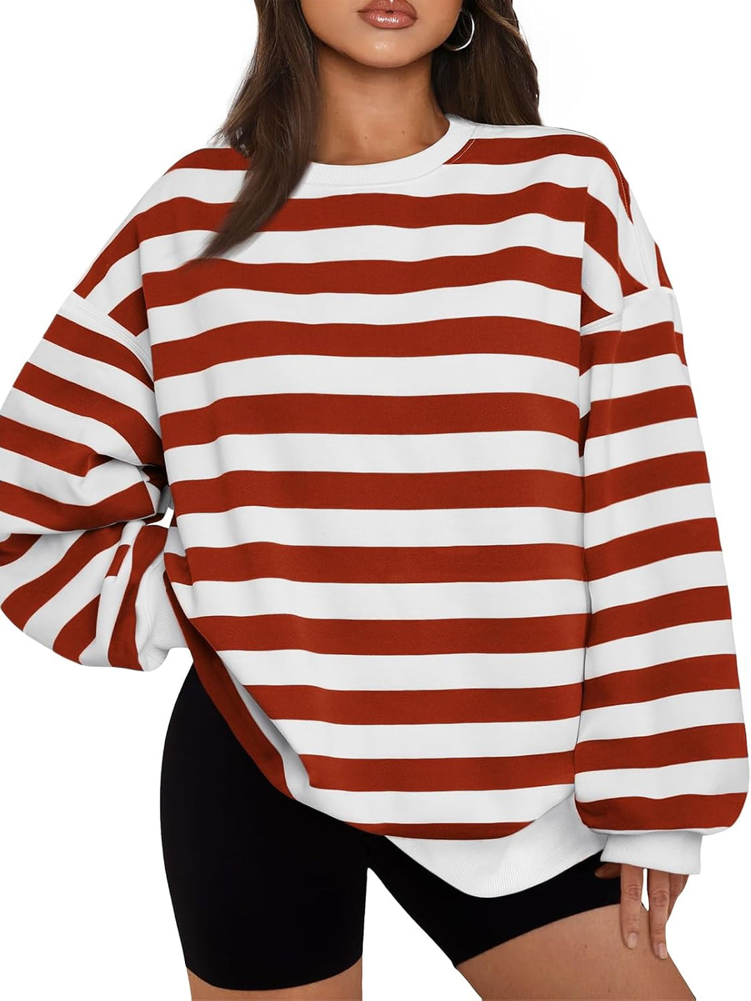 Comfortable Oversized Women's Sweater - Ella-Brown/White-S-State of Style