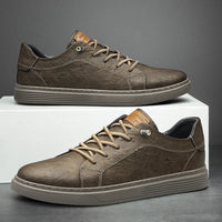Comfortable Oxford Leather Men's Sneakers - Ethan-5-Brown-State of Style