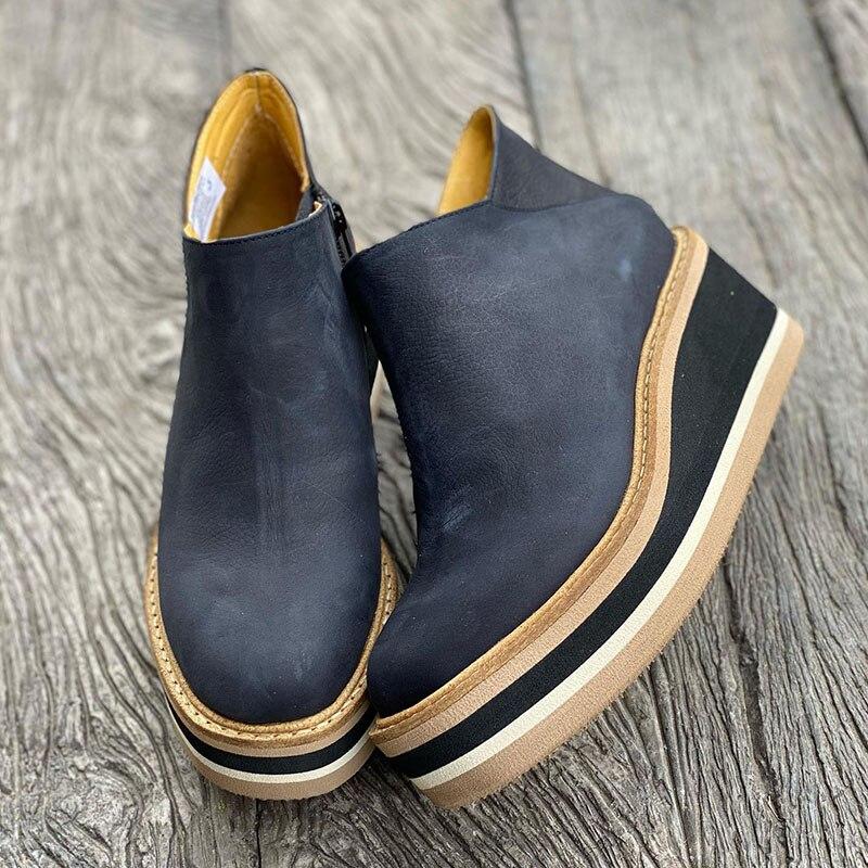 Comfortable Platform Ankle Boots - Mira-Beige-4.5-State of Style