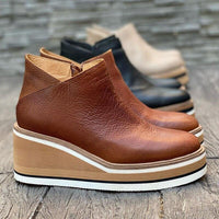 Comfortable Platform Ankle Boots - Mira-Beige-4.5-State of Style