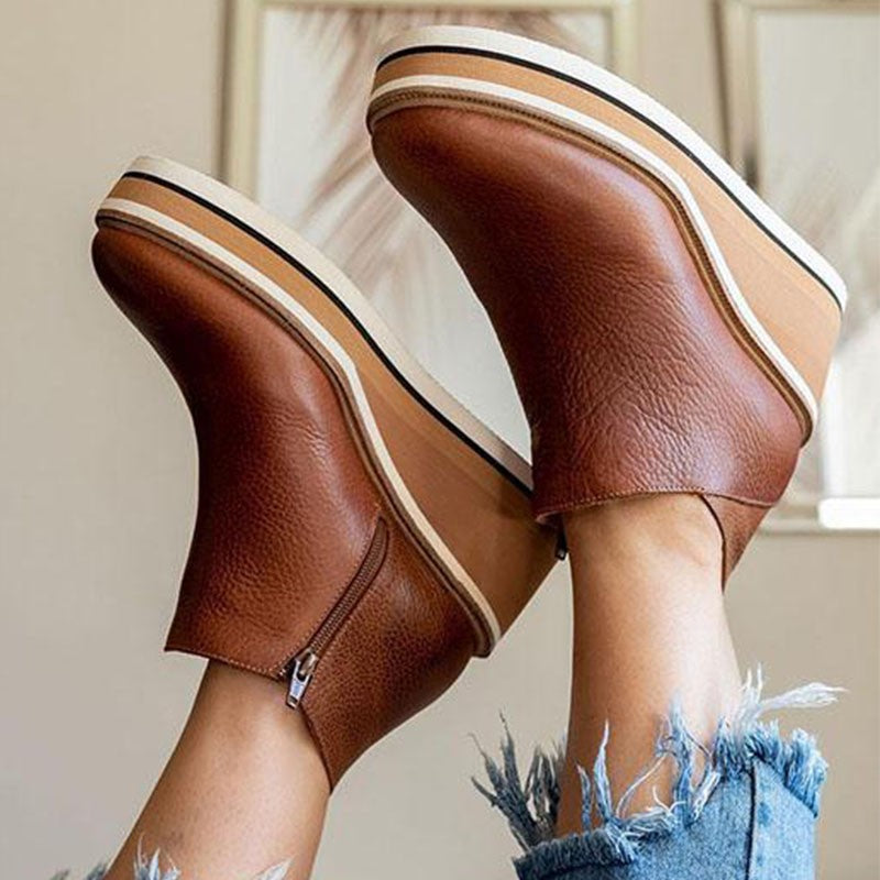 Comfortable Platform Ankle Boots - Mira-Brown-4.5-State of Style
