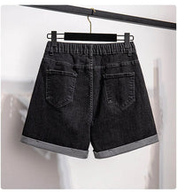 Comfortable Plus Size High-Waisted Denim Shorts-Blue-5XL-State of Style