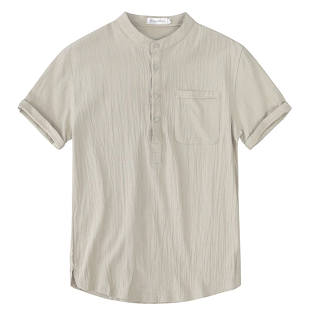 Comfortable Plus-Size Linen Shirt for Men-Green-XXL-State of Style