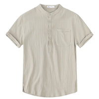 Comfortable Plus-Size Linen Shirt for Men-Green-XXL-State of Style