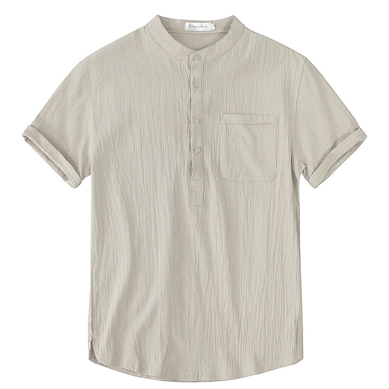 Comfortable Plus-Size Linen Shirt for Men-Green-XXL-State of Style