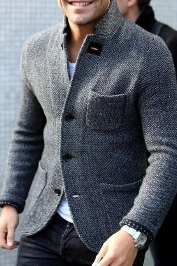 Comfortable Retro Knitted Men's Cardigan - Jasper-Grey-XS-State of Style