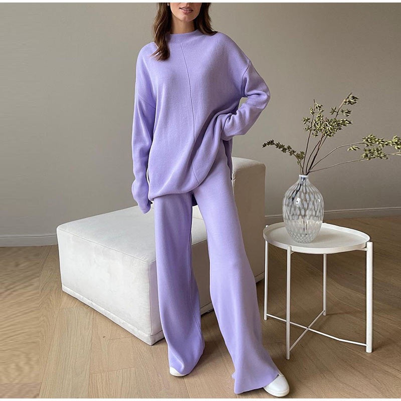 Comfortable Soft Warm Loungewear Set | Women's Relaxed Fit-Purple-One-Size-State of Style