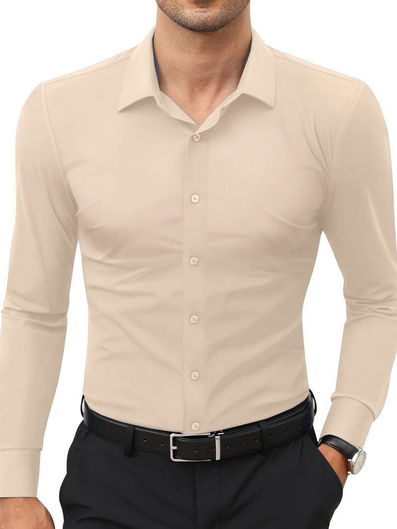 Comfortable Stretch Men's Shirt - Julian-Beige-XS-State of Style