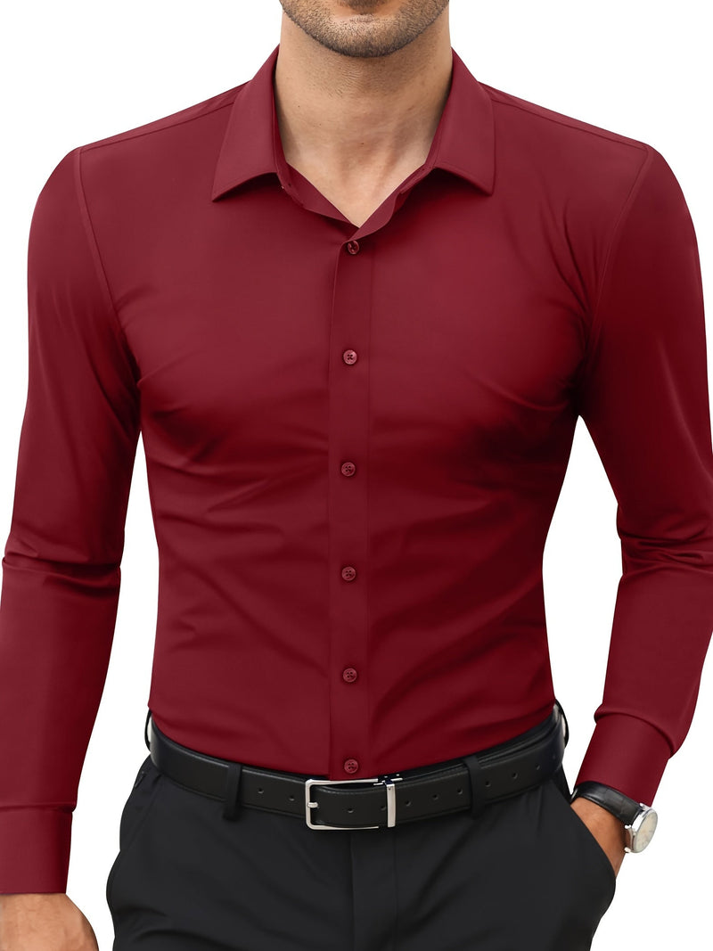 Comfortable Stretch Men's Shirt - Julian-Dark Red-XS-State of Style