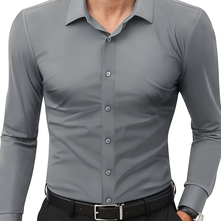 Comfortable Stretch Men’s Shirt - Julian-Grey-XS-State of Style