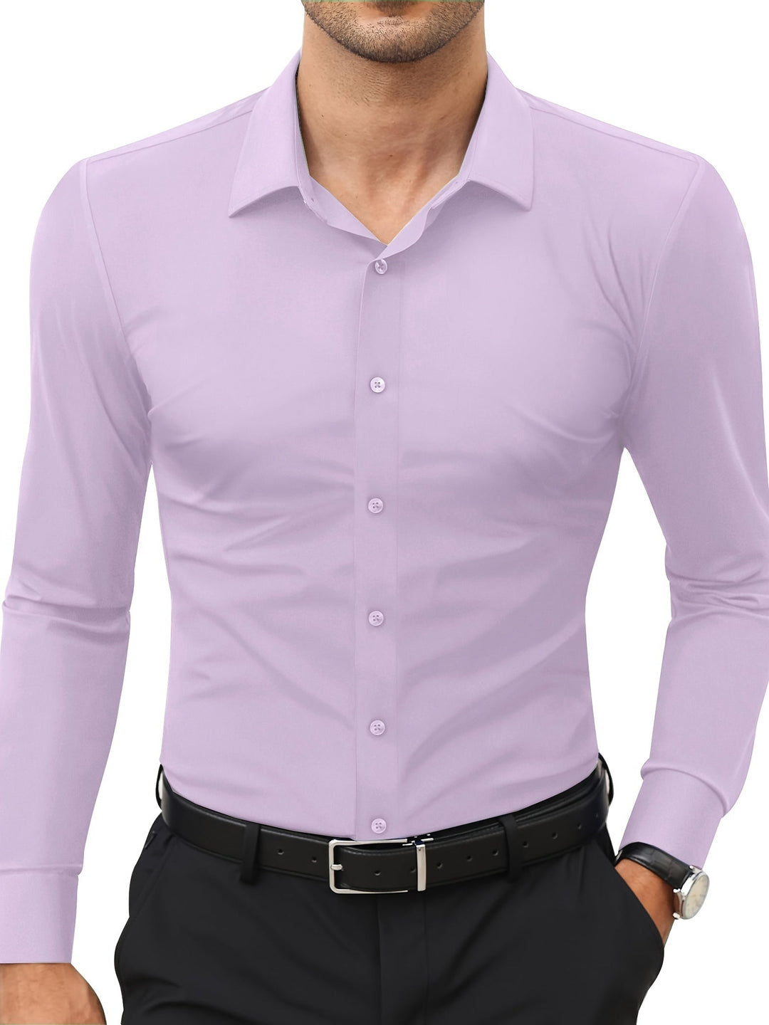 Comfortable Stretch Men’s Shirt - Julian-Light purple-XS-State of Style