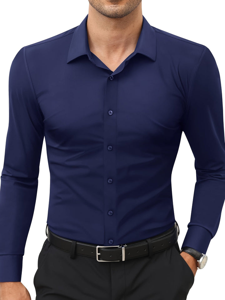 Comfortable Stretch Men's Shirt - Julian-Navy Blue-XS-State of Style