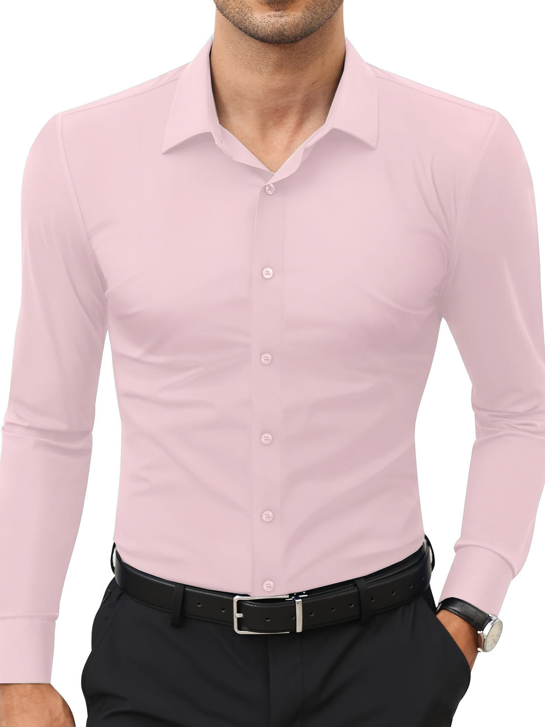 Comfortable Stretch Men’s Shirt - Julian-Pink-XS-State of Style