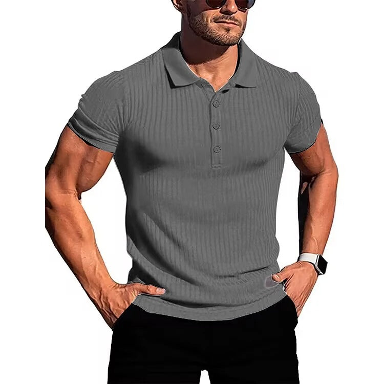 Comfortable & Stylish Breathable Men's Polo Shirt with Button Placket – Nevan-Gray-S-State of Style