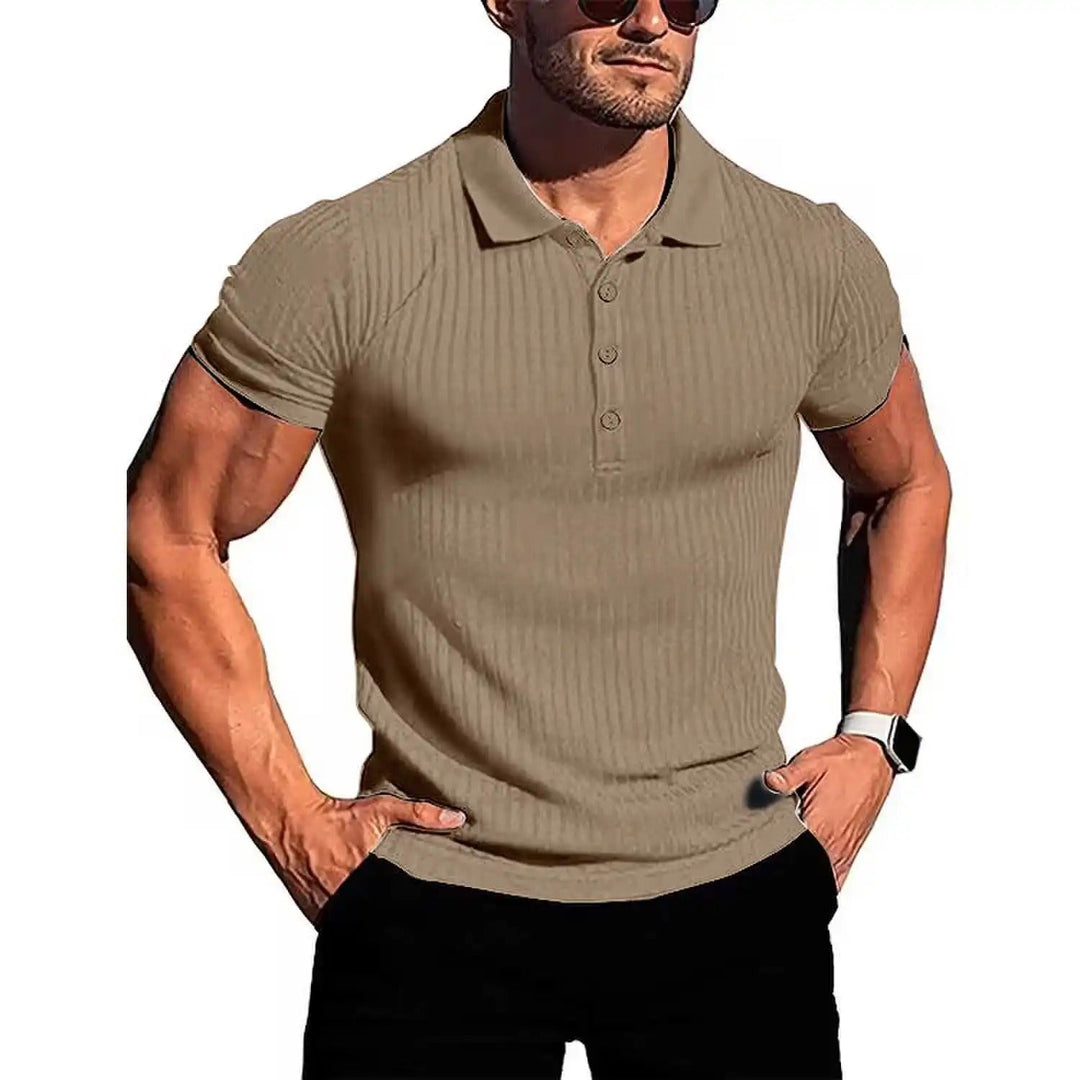 Comfortable & Stylish Breathable Men's Polo Shirt with Button Placket – Nevan-Khaki-S-State of Style
