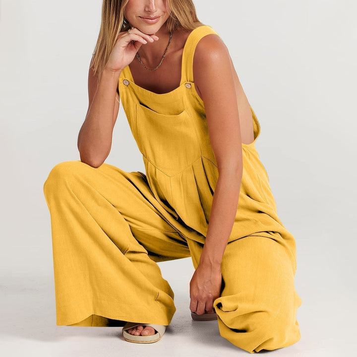 Comfortable Summer Garden Overalls - Sofie-Yellow-S-State of Style