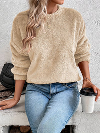 Comfortable Teddy Pullover Sweatshirt - Livia-Beige-S-State of Style