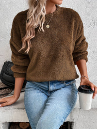 Comfortable Teddy Pullover Sweatshirt - Livia-Dark Brown-S-State of Style