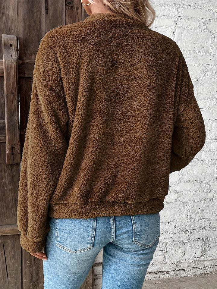 Comfortable Teddy Pullover Sweatshirt - Livia-Light Brown-S-State of Style