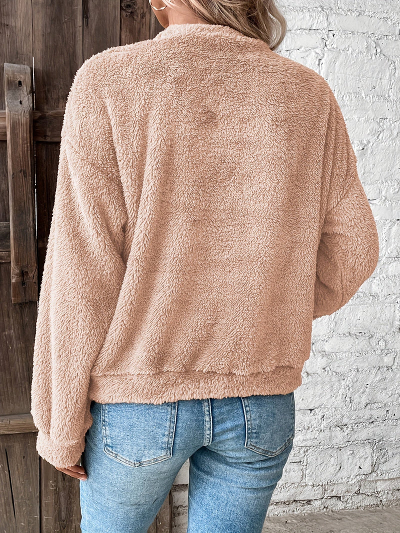 Comfortable Teddy Pullover Sweatshirt - Livia-Light Brown-S-State of Style