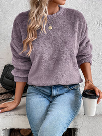 Comfortable Teddy Pullover Sweatshirt - Livia-Purple-S-State of Style