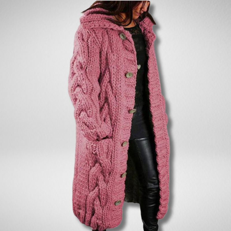 Comfortable Thick Knit Cardigan - Emma-Pink-S-State of Style