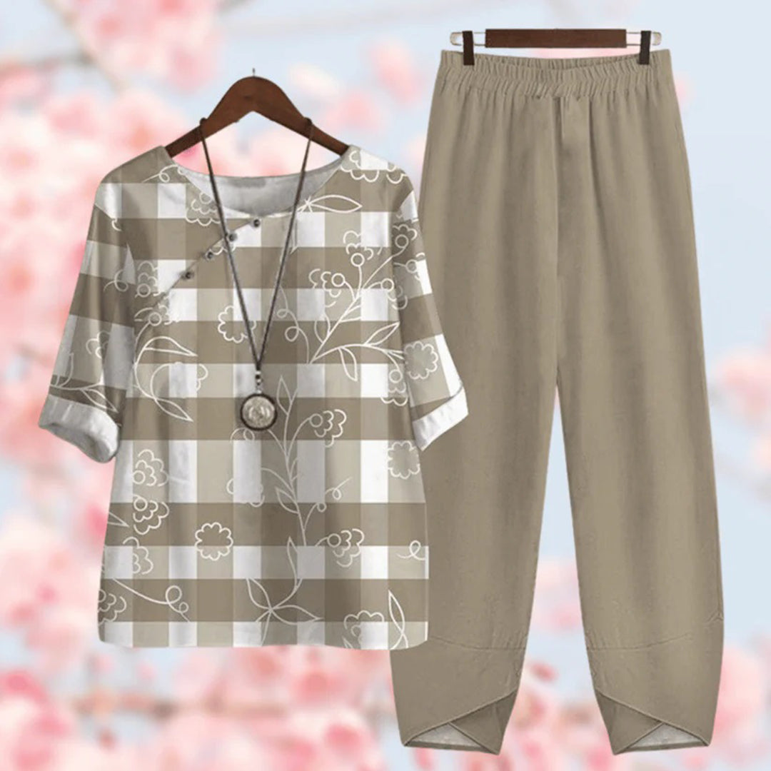 Comfortable Two-Piece Ladies Summer Set - Mira-Brown-S-State of Style