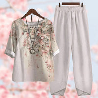 Comfortable Two-Piece Ladies Summer Set - Mira-Grey-S-State of Style