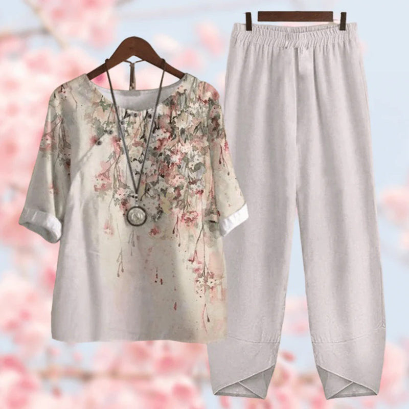 Comfortable Two-Piece Ladies Summer Set - Mira-Grey-S-State of Style