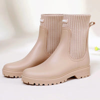 Comfortable Waterproof Ladies' Rain Boots - Livia Rain Luxe-Beige-3.5-State of Style