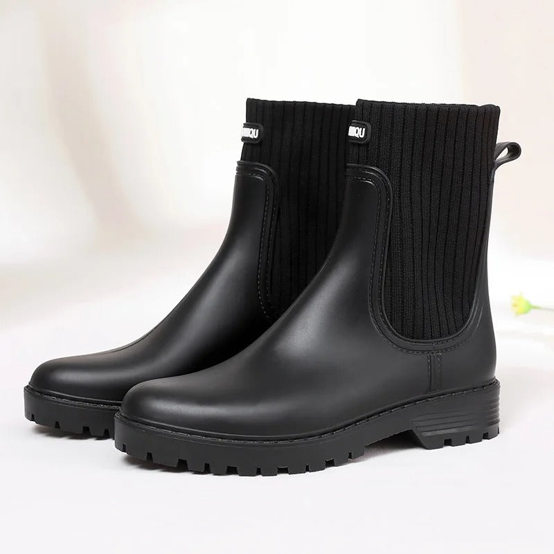 Comfortable Waterproof Women's Rain Boots - Livia Rain Luxe-Black-6-State of Style