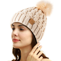 Comfortable Winter Pom Beanie - Yvonne-Beige-State of Style