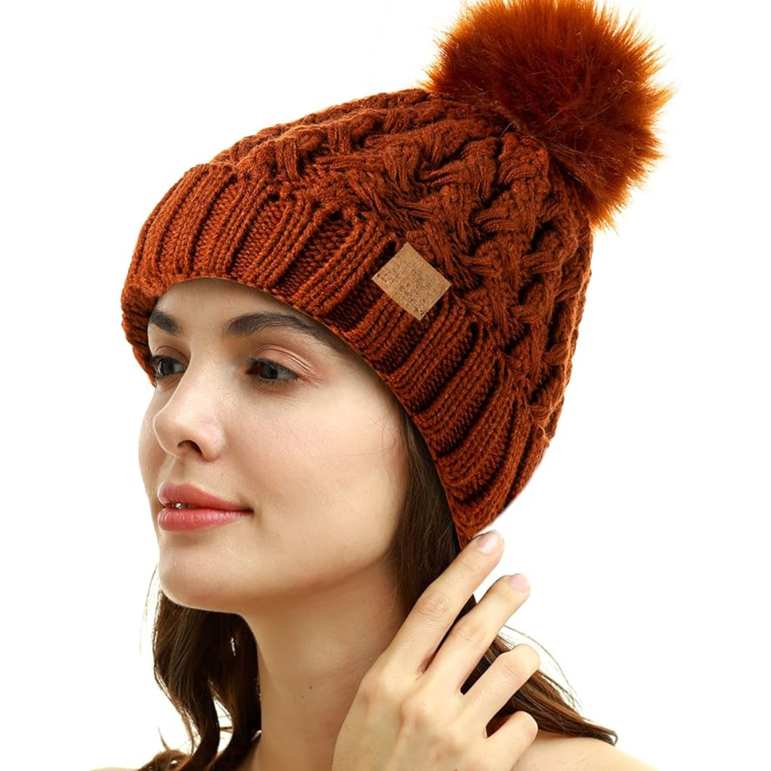 Comfortable Winter Pom Beanie - Yvonne-Brown-State of Style