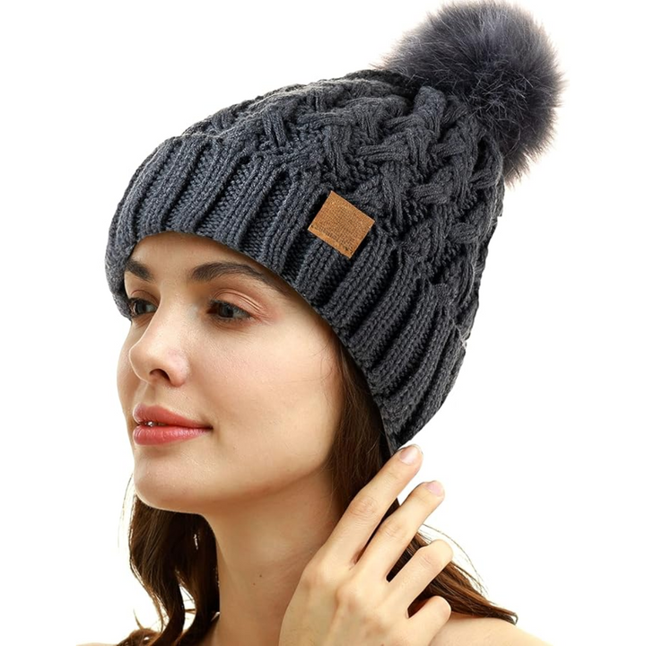Comfortable Winter Pom Beanie - Yvonne-Grey-State of Style