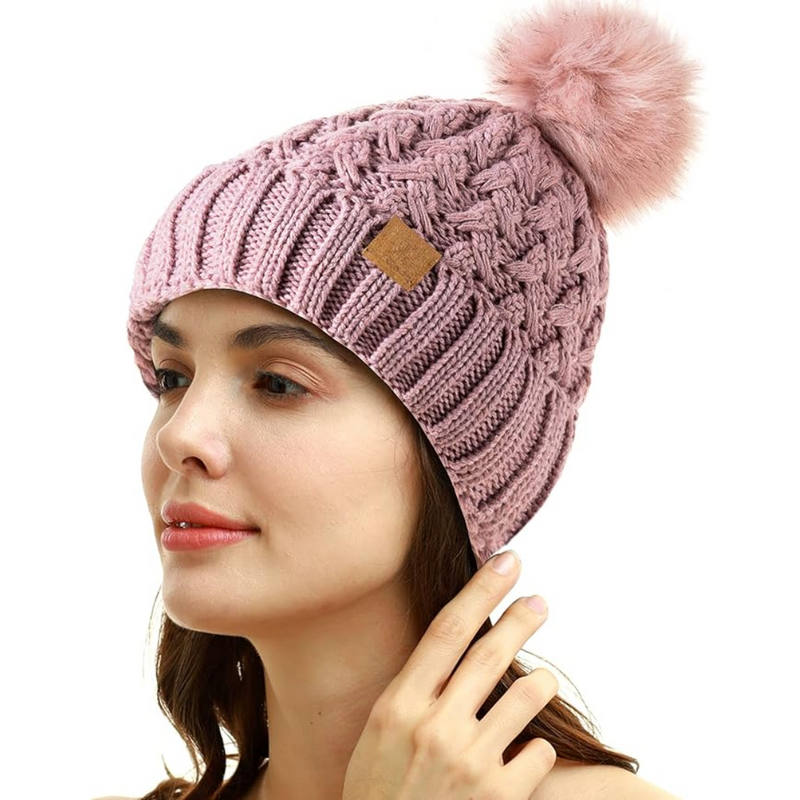 Comfortable Winter Pom Beanie - Yvonne-Pink-State of Style