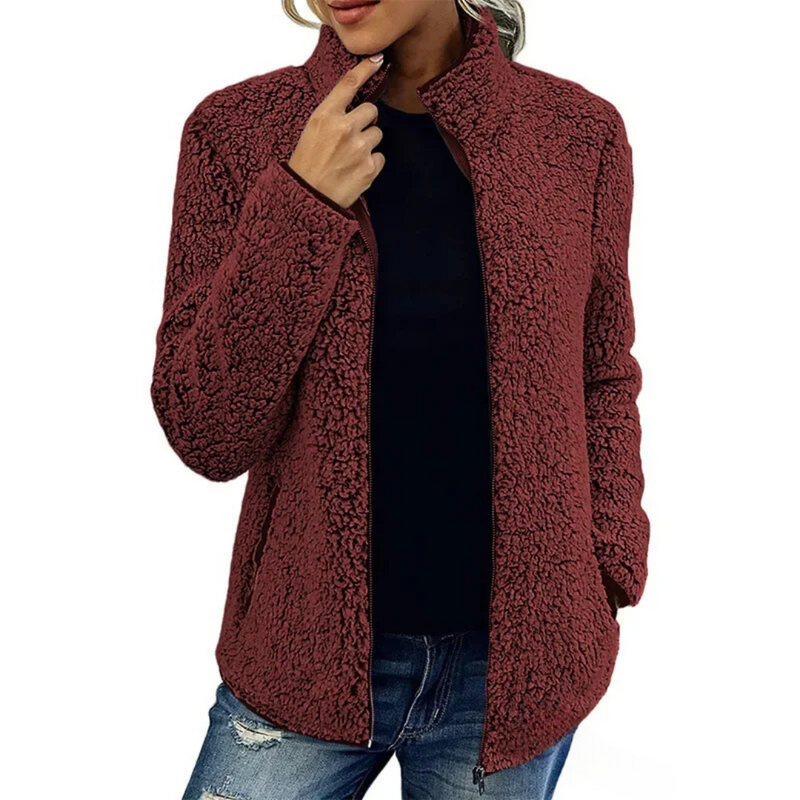 Comfortable Women's Fleece Vest - Petra-Bordeaux red-S-State of Style