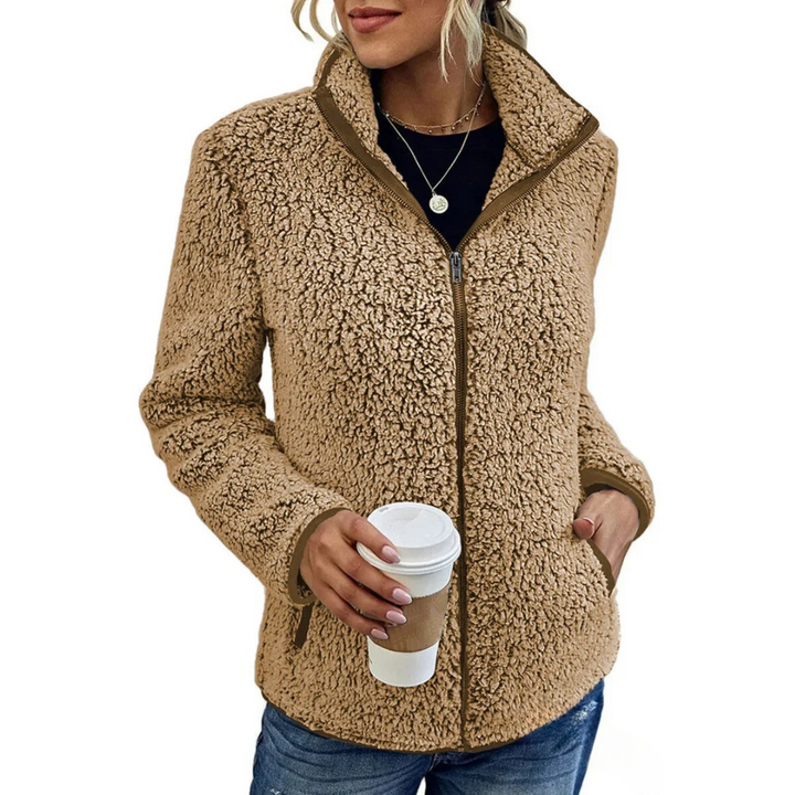 Comfortable Women’s Fleece Vest - Petra-Khaki-S-State of Style