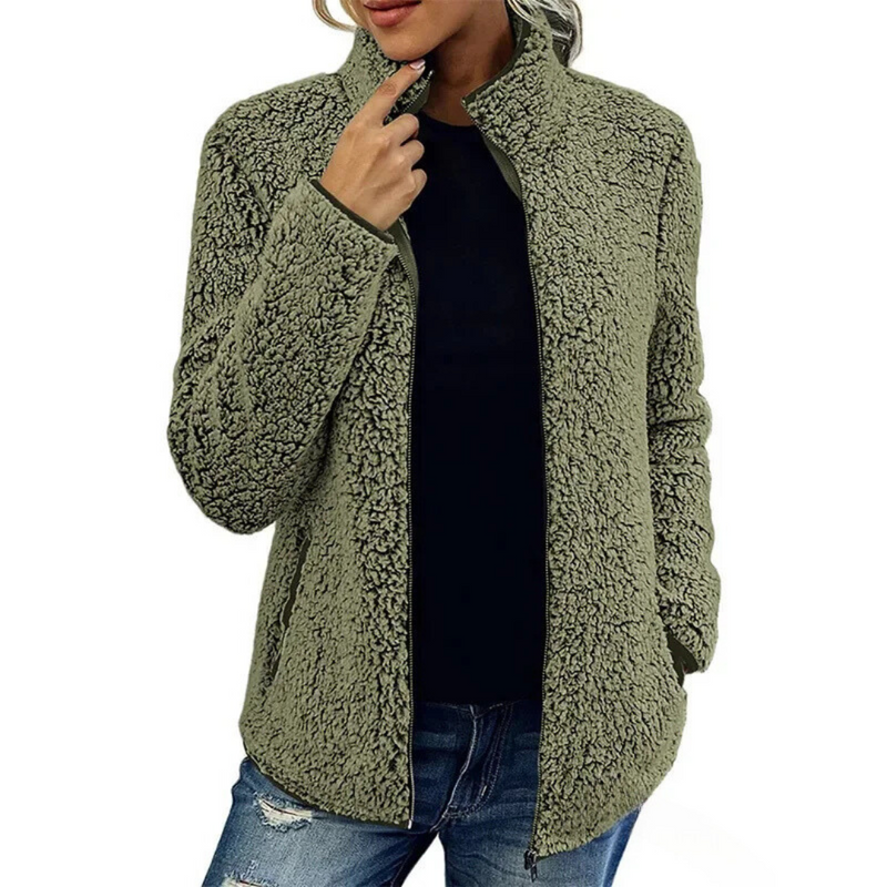 Comfortable Women’s Fleece Vest - Petra-Military Green-S-State of Style