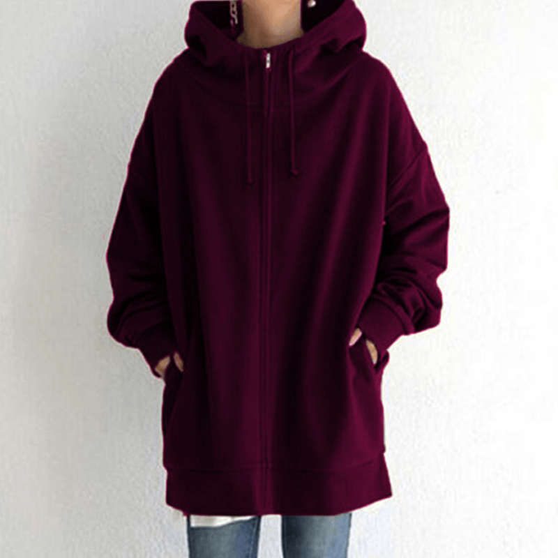 Comfortable Women's Jacket with Hood - ComfyHood-Dark purple-S-State of Style
