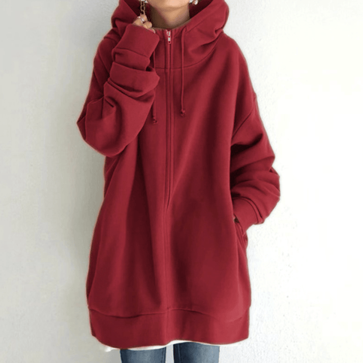 Comfortable Women's Jacket with Hood - ComfyHood-Red-S-State of Style