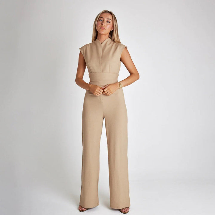 Comfortable Women's Jumpsuit - Lucia-Beige-S-State of Style
