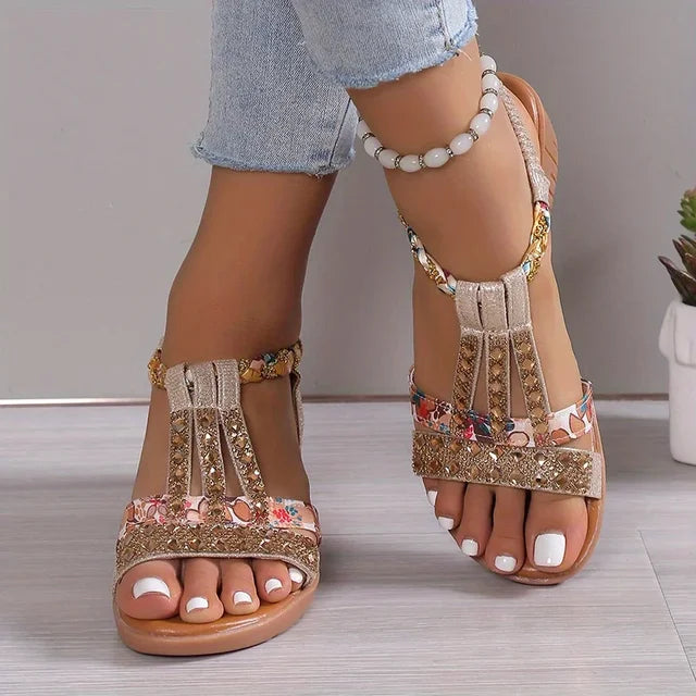 Comfortable Women's Orthopaedic Wedge Sandals with Soft Sole – Marla-Gold-3-State of Style
