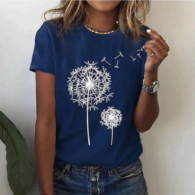 Comfortable women's t-shirt with round neck & soft fabric – Rhea-Blue-2XS-State of Style