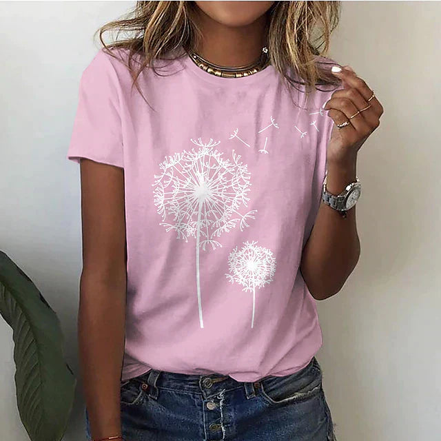 Comfortable women's t-shirt with round neck & soft fabric – Rhea-Pink-2XS-State of Style
