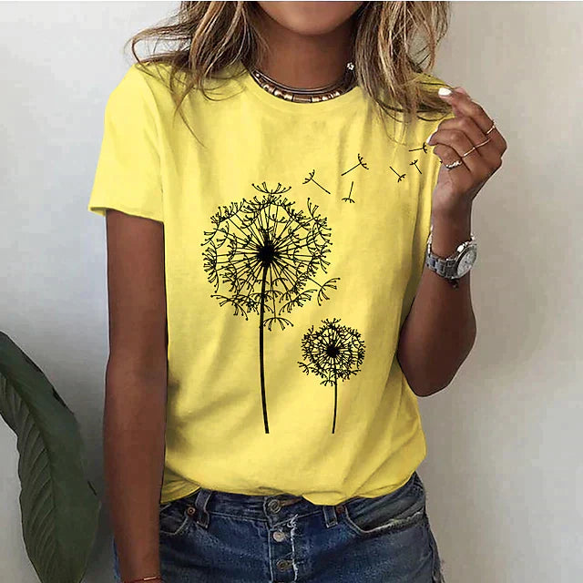 Comfortable women's t-shirt with round neck & soft fabric – Rhea-Yellow-2XS-State of Style