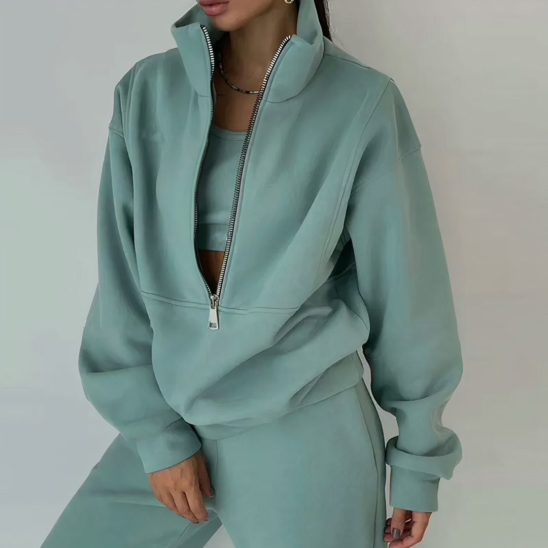 Comfortable Women's Tracksuit - Ava-Green-S-State of Style