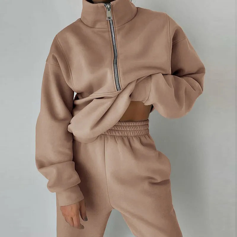 Comfortable Women's Tracksuit - Ava-Khaki-S-State of Style